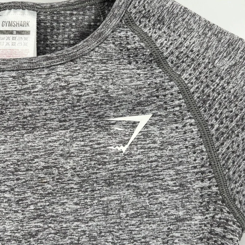 Gymshark Women's Cropped Activewear Top Tee Size S Small Gray - Picture 2 of 6